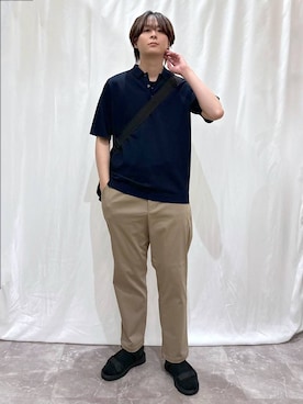 「GLOBAL WORK（グローバルワーク）の撥水ライト9ポケットショルダー/595521（ショルダーバッグ、ブラック系）」を使った、kazuoさん（メンズ・182cm）の春コーディネート