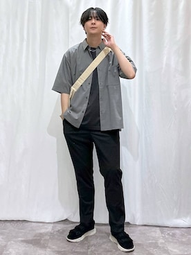 「アイテム（スラックス）」を使った、kazuoさん（メンズ・182cm）の夏コーディネート