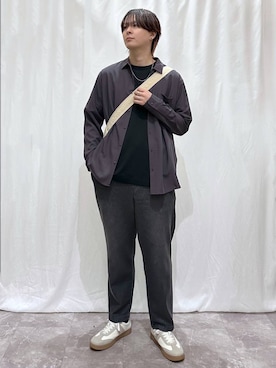 「GLOBAL WORK（グローバルワーク）のエアかるクラシックスニーカー/142642（スニーカー、ベージュ系）」を使った、kazuoさん（メンズ・182cm）の春コーディネート