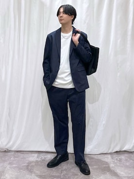 「スラックス」｜「アイテム（その他シューズ）」を使った、kazuoさん（メンズ・182cm）の秋コーディネート