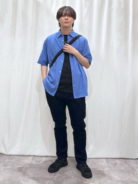 「GLOBAL WORK（グローバルワーク）の撥水ライト7ポケットショルダー/595522（ショルダーバッグ、ブラック系）」を使った、kazuoさん（メンズ・182cm）の春コーディネート