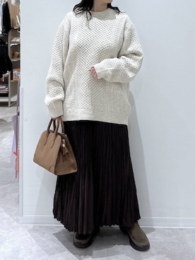 「ハグミーニット_GLOBALWORK」｜かとやまさん（レディース・158cm）の冬コーディネート