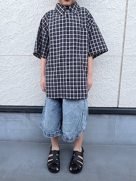 「GLOBAL WORK（グローバルワーク）のアイテム」を使った、かとやまさん（キッズ・119cm）の夏コーディネート