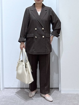 「GLOBAL WORK（グローバルワーク）のアイテム（テーラードジャケット）」を使った、かとやまさん（レディース・158cm）の秋コーディネート
