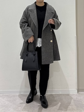 「体型カバー」｜「アイテム（チェスターコート）」を使った、かとやまさん（レディース・158cm）の冬コーディネート