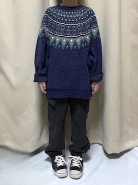 「リラックス」｜かとやまさん（キッズ・123cm）の冬コーディネート