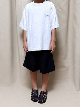 「GLOBAL WORK（グローバルワーク）のエアかるショーツ/618881（その他パンツ、ブラック系）」を使った、かとやまさん（レディース・158cm）の夏コーディネート