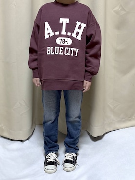 「アイテム（デニムパンツ）」を使った、かとやまさん（キッズ・121cm）の秋コーディネート