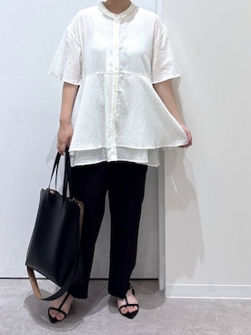「アイテム（スラックス）」を使った、かとやまさん（レディース・158cm・30代）の夏コーディネート