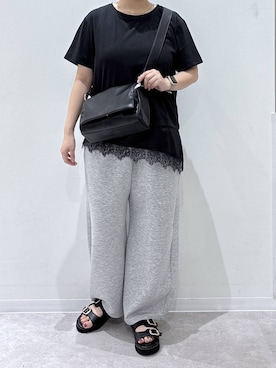 「GLOBAL WORK（グローバルワーク）のライトダンボールコクーンパンツ/659046（その他パンツ、グレー系）」を使った、かとやまさん（レディース・158cm）の夏コーディネート