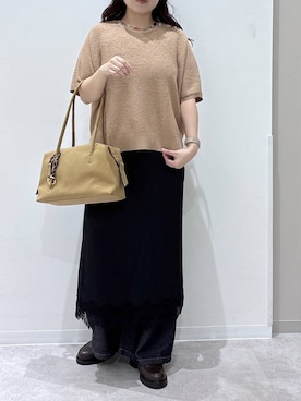 「LOWRYS FARM（ローリーズファーム）のコードカラフルパーツネックレス 1051671（ネックレス、ブルー系）」を使った、かとやまさん（レディース・158cm）の夏コーディネート
