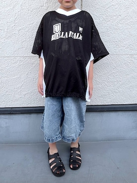 「アイテム（デニムパンツ）」を使った、かとやまさん（キッズ・119cm）の夏コーディネート