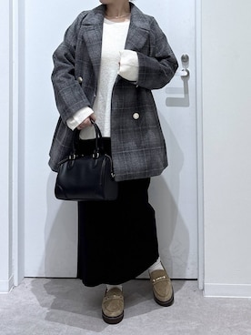 「アイテム（チェスターコート）」を使った、かとやまさん（レディース・158cm）の秋コーディネート