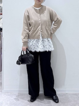 「アイテム（カーディガン/ボレロ）」を使った、かとやまさん（レディース・158cm・30代）の秋コーディネート