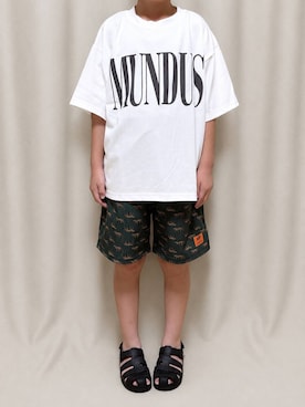 「GLOBAL WORK（グローバルワーク）のヘビロッTEEプリント半袖/ 637854（Tシャツ/カットソー、ホワイト系）」を使った、かとやまさん（レディース・158cm）の夏コーディネート