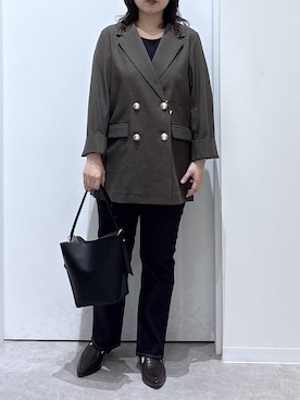 「GLOBAL WORK（グローバルワーク）のアイテム（テーラードジャケット）」を使った、かとやまさん（レディース・158cm）の秋コーディネート