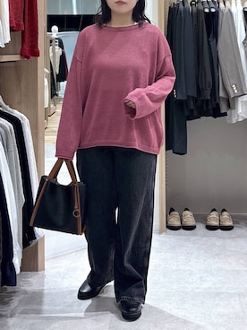 「GLOBAL WORK（グローバルワーク）のGOODデニムバギーパンツ/498388（デニムパンツ）」を使った、かとやまさん（レディース・158cm）の秋コーディネート