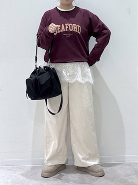 「アイテム（スウェット）」を使った、かとやまさん（レディース・158cm・30代）の秋コーディネート