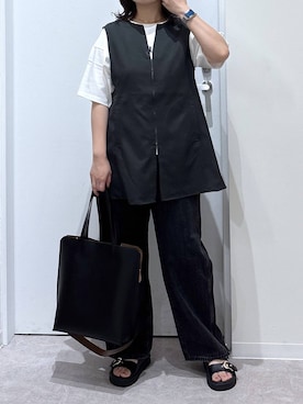「アイテム（ベスト）」を使った、かとやまさん（レディース・158cm・30代）の夏コーディネート