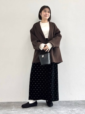 「アイテム（モカシン/デッキシューズ）」を使った、manaさん（レディース・158cm）の秋コーディネート