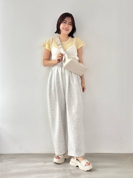 「ORiental TRaffic（オリエンタルトラフィック）のPEANUTS デザイン 厚底 サンダル /61238（サンダル、ホワイト系）」を使った、manaさん（レディース・158cm）の夏コーディネート