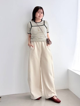 「ORiental TRaffic（オリエンタルトラフィック）のスクエアトゥ ストラップ ジェリー パンプス /61127（パンプス、レッド系）」を使った、manaさん（レディース・158cm）の夏コーディネート