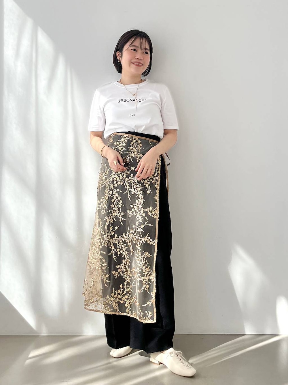 Flower spangle wrap skirt/フラワースパンコールラップスカート