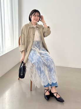 「ORiental TRaffic（オリエンタルトラフィック）のクロスストラップポインテッドトゥパンプス/51116（パンプス、ブラック系）」を使った、manaさん（レディース・158cm）の春コーディネート