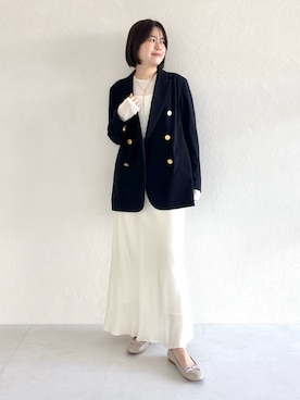 「アイテム（バレエシューズ、ベージュ系）」を使った、manaさん（レディース・158cm）の夏コーディネート
