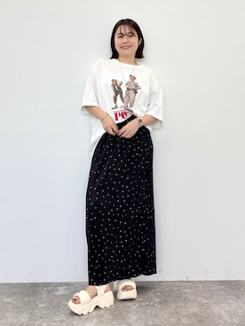 「ORiental TRaffic（オリエンタルトラフィック）のカット デザイン パデット 厚底 サンダル /51206（サンダル、ベージュ系）」を使った、manaさん（レディース・158cm）の春コーディネート