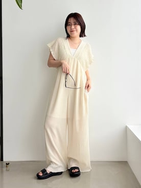 「ORiental TRaffic（オリエンタルトラフィック）のダブル ベルト EVA 厚底 サンダル /OT3236（サンダル、ブラック系）」を使った、manaさん（レディース・158cm）の春コーディネート