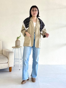 「ORiental TRaffic（オリエンタルトラフィック）のウッド ヒール パンプス /61102（パンプス、ブラウン系）」を使った、manaさん（レディース・158cm）の春コーディネート