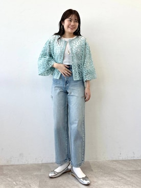「ORiental TRaffic（オリエンタルトラフィック）のフラット バレエ シューズ R-4006（バレエシューズ、シルバー系）」を使った、manaさん（レディース・158cm）の春コーディネート