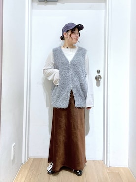 「LOWRYS FARM（ローリーズファーム）のアイテム（ベスト）」を使った、ももみんさん（レディース・161cm）の秋コーディネート