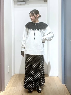 「アイテム（付け襟）」を使った、ももみんさん（レディース・161cm）の秋コーディネート