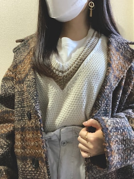 「ニットベスト」｜「アイテム（ピーコート）」を使った、na 🌛☁    さん（レディース・147cm）の秋コーディネート
