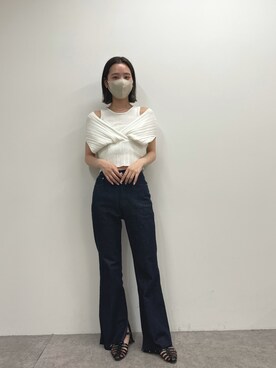 「mystic（ミスティック）のセンターステッチフレアデニム（デニムパンツ）」を使った、gou__98さん（レディース・163cm）の春コーディネート