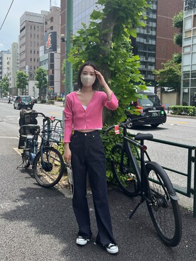 「mystic（ミスティック）のセンターステッチフレアデニム（デニムパンツ）」を使った、gou__98さん（レディース・163cm）の夏コーディネート