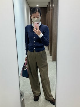 「POLO RALPH LAUREN（ポロ ラルフ ローレン）のアイテム（カーディガン/ボレロ）」を使った、ワーママ絵本講師まあよさん（レディース・161cm）の春コーディネート