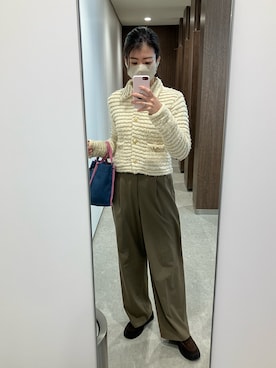 「MOUSSY（マウジー）のアイテム（カーディガン/ボレロ）」を使った、ワーママ絵本講師まあよさん（レディース・161cm）の春コーディネート