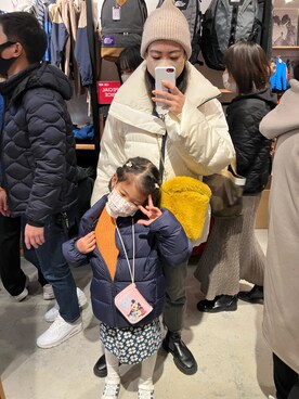 「H&M（エイチ・アンド・エム）のアイテム（ニットキャップ/ビーニー）」を使った、ワーママ絵本講師まあよさん（レディース・161cm）の冬コーディネート