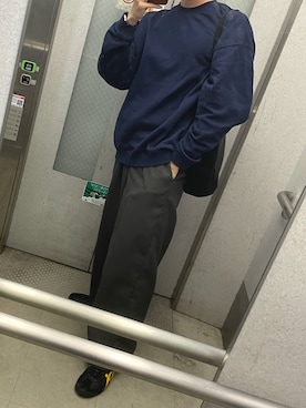 「WYM LIDNM（ウィム バイ リドム）のアイテム（スウェット）」を使った、そこらの学生さん（メンズ・171cm）の春コーディネート