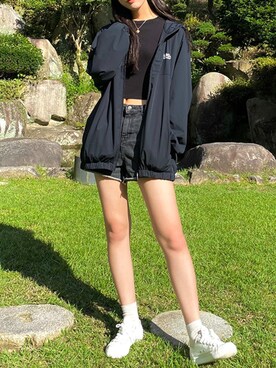 「韓国」｜「アイテム（ナイロンジャケット）」を使った、crumpさん（レディース・167cm）の冬コーディネート