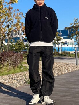 「韓国」｜「アイテム（ナイロンジャケット）」を使った、crumpさん（メンズ・176cm）の秋コーディネート