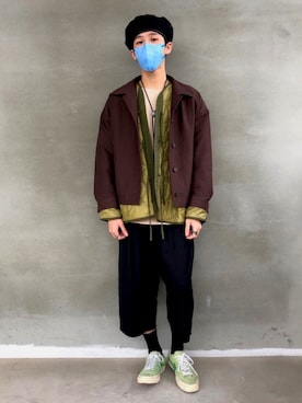 「H&M（エイチ・アンド・エム）のアイテム（スウェット）」を使った、張さん（メンズ・172cm）の冬コーディネート
