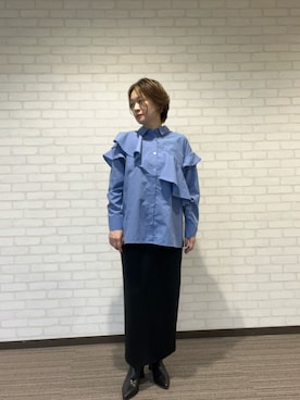 「ブラック×ブルー」｜YUKIさん（レディース・160cm）の秋コーディネート