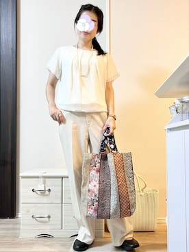 「フェリシモ（フェリシモ）のアイテム（アクセサリー）」を使った、ぺこ絵@ちょっとお休みさん（レディース・159cm）の夏コーディネート