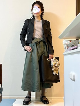 「MB（エムビー）のアイテム（バッグ）」を使った、ぺこ絵@ちょっとお休みさん（レディース・159cm）の春コーディネート