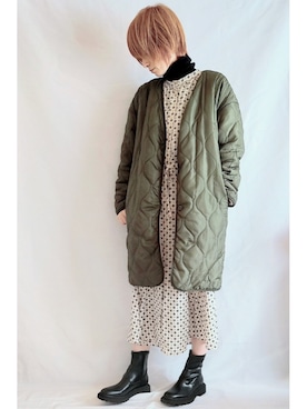 「no brand（ノーブランド）のアイテム（ノーカラーコート）」を使った、そら🐈さん（レディース・160cm）の秋コーディネート