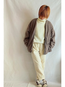 「niko and...（ニコアンド）のアイテム（ノーカラージャケット）」を使った、そら🐈さん（レディース・160cm）の冬コーディネート